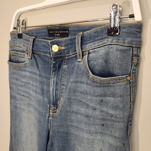 Sanctuary Denim Modern Straight Crop High Rise Painted Jeans - Size 28 - Picture 3 of 9